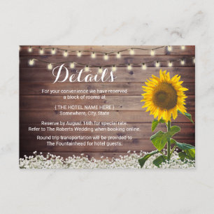 Rustic Sunfower String Lights Stall Wedding Detail Einladung