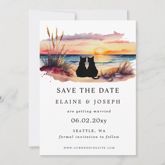 Rustic Sunset Beach Save The Date Cards (Vorderseite)