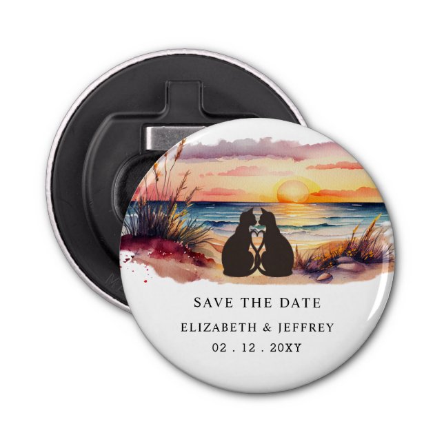 Rustic Sunset Beach Save The Date Magnet Flaschenöffner (Vorderseite)
