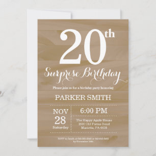 Rustic Surprise 20. Geburtstagseinladung Einladung