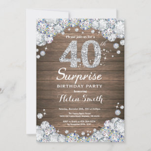 Rustic Surprise 40. Geburtstag Diamant Einladung
