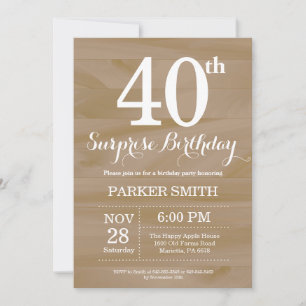 Rustic Surprise 40th Birthday Invitation Einladung