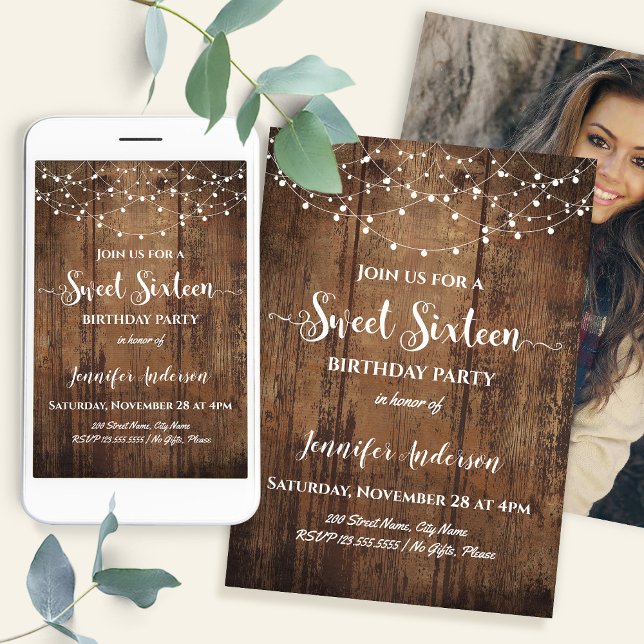Rustic Sweet 16 Birthday Party Einladung (Von Creator hochgeladen)