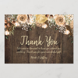 Rustic Tan Bird Wood Country Wedding Vielen Dank Dankeskarte