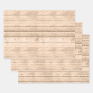 Rustic Tan Wood Geschenkpapier Set