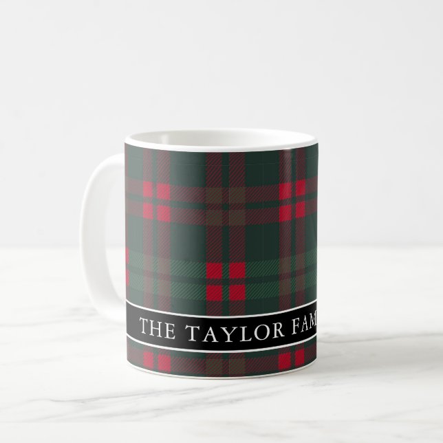 Rustic Tartan Plaid Family Name Kaffeetasse (Vorderseite Links)