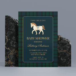 Rustic Tartan Plaid Horse Baby Shower  Einladung
