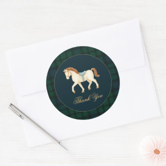 Rustic Tartan Plaid Horse Baby Shower  Runder Aufkleber