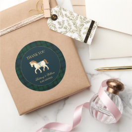 Rustic Tartan Plaid Horse Baby Shower  Runder Aufkleber