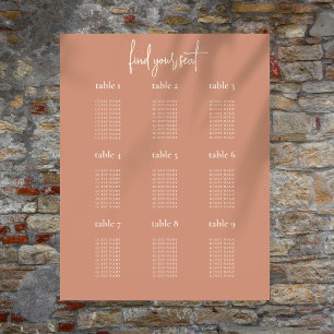 Rustic Terracotta 9 Table Wedding Chart Poster