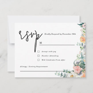 Rustic Terracotta and Orange Autumn Floral wedding RSVP Karte