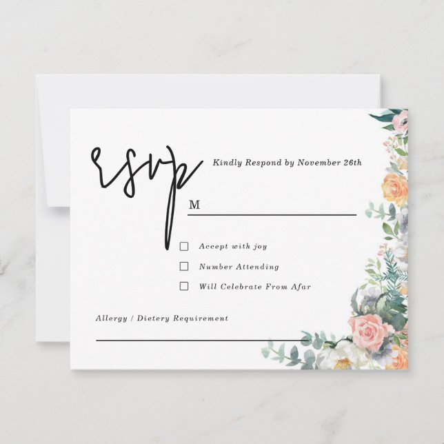 Rustic Terracotta and Orange Autumn Floral wedding RSVP Karte (Vorderseite)