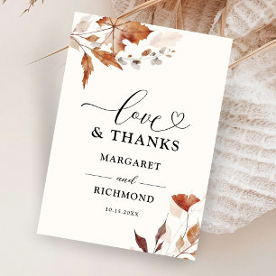 Rustic Terracotta Blätter Hochzeit im Herbst Viele Dankeskarte