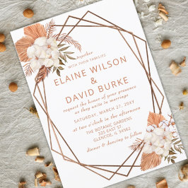 Rustic Terracotta Boho Pampas Geometric Wedding Einladung