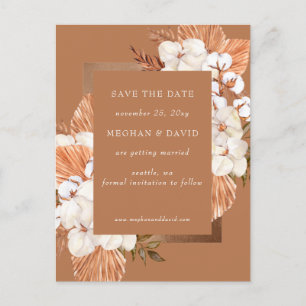 Rustic Terracotta Boho Pampas Orchids Wedding Ankündigungspostkarte