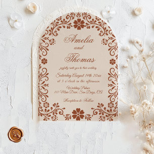 Rustic Terracotta Floral Mexican Wedding Einladung