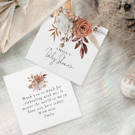 Rustic Terracotta Floral Name Baby Dusche Danke Geschenkanhänger