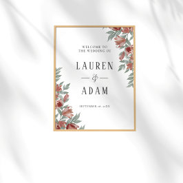 Rustic Terracotta Floral Wedding Sign Poster