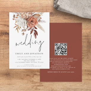Rustic Terracotta Florals Informelle SkriptWedding Einladung