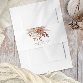 Rustic Terracotta Florals Name Datum Hochzeit Einladungsbanderole