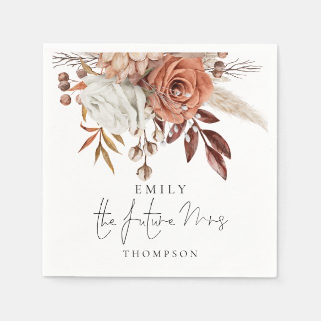 Rustic Terracotta Florals The Future Mrs. Serviette (Vorderseite)