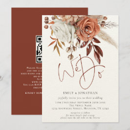 Rustic Terracotta Florals We Do QR Code Wedding Einladung