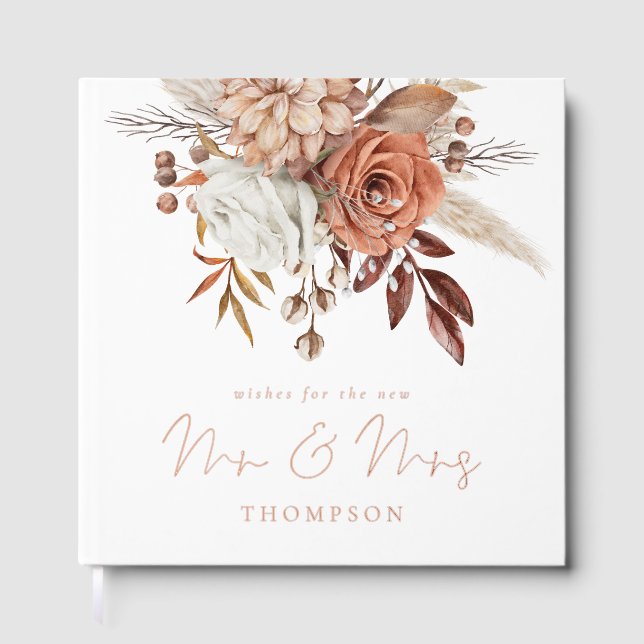 Rustic Terracotta Florals Wedding Gästebuch (Vorderseite)