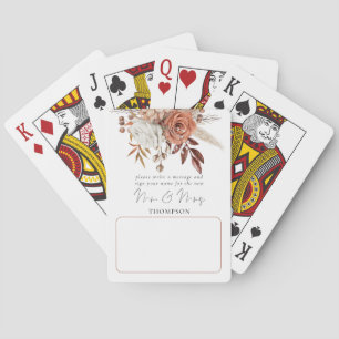 Rustic Terracotta Florals Wedding Gästebuch Spielkarten