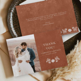 Rustic Terracotta Foto Danke Karte