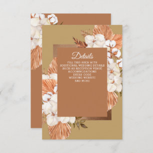 Rustic Terracotta Gold Boho Pampas Wedding Begleitkarte