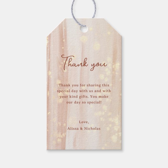 Rustic Terracotta Gold Monogram Wedding Vielen Dan Geschenkanhänger (Vorderseite)