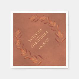 Rustic Terracotta Leaves Diagonal Design Wedding Serviette