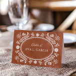 Rustic Terracotta Mexican Wedding<br><div class="desc">Add a rustic touch to your reception with this terracotta table number featuring traditional papel picado details—perfect for a Mexican or boho wedding theme. Find more matching pieces in the full collection!</div>