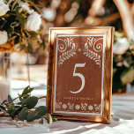 Rustic Terracotta Mexican Wedding Tischnummer<br><div class="desc">Diese rustikalen Terracotta-Tischnummern mit einem papel picado-Design bringen eine schöne mexikanische Touch zu Ihrer Hochzeit. - Entsprechende Artikel in unserer Terracotta Papel Picado Collection</div>