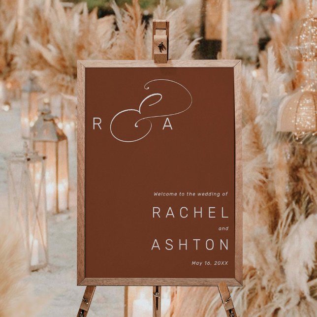 Rustic Terracotta Monogram Wedding Welcome Sign Poster (Von Creator hochgeladen)
