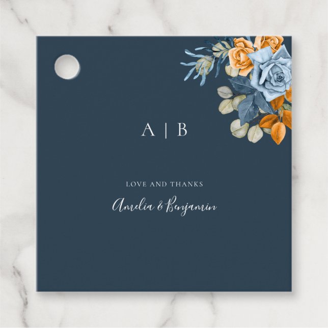 Rustic Terracotta Navy Blauer Rost Vielen Dank für Geschenkanhänger (Vorderseite)