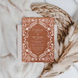 Rustic Terracotta Talavera Mexican Wedding Einladung