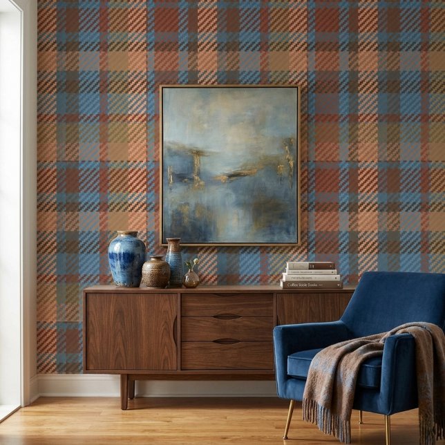 Rustic Terracotta Tartan Plaid Wallpaper Pattern Tapete (Von Creator hochgeladen)