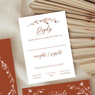 Rustic Terracotta Wildblume Wedding RSVP Card Karte