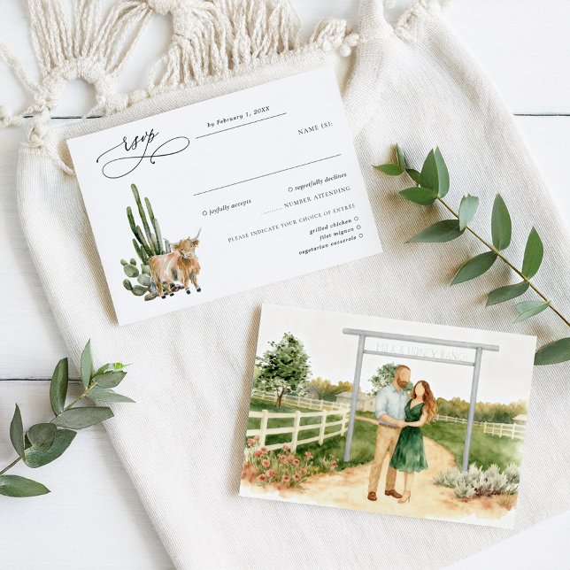 Rustic Texas Cactus & Cow Wedding RSVP (Von Creator hochgeladen)
