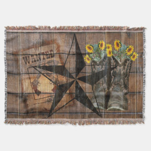Rustic Texas Star Western Pistol Cowboy Boots Decke