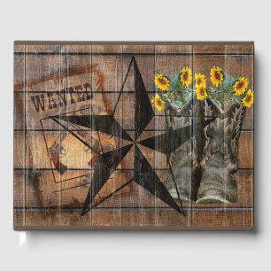 Rustic Texas Star Western Pistol Cowboy Boots Gästebuch