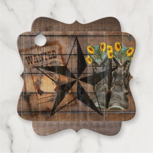 Rustic Texas Star Western Pistol Cowboy Boots Geschenkanhänger