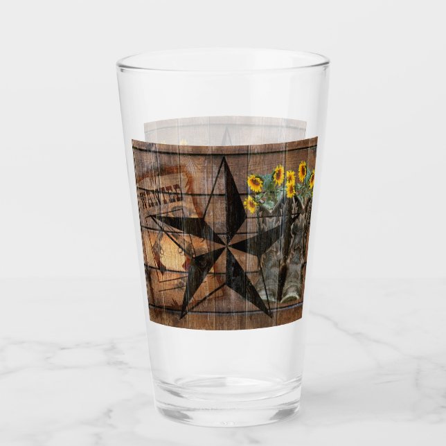 Rustic Texas Star Western Pistol Cowboy Boots Glas (Vorderseite)