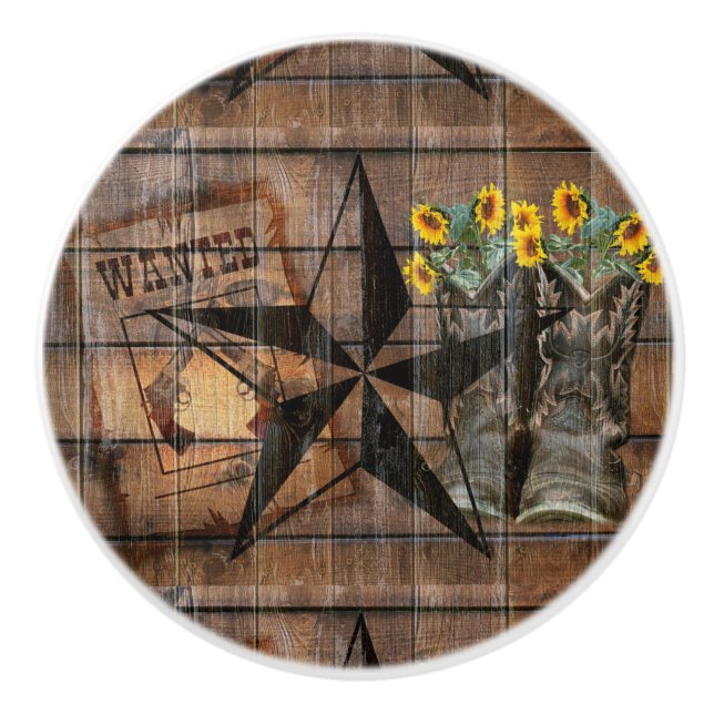 Rustic Texas Star Western Pistol Cowboy Boots Keramikknauf (Vorderseite)
