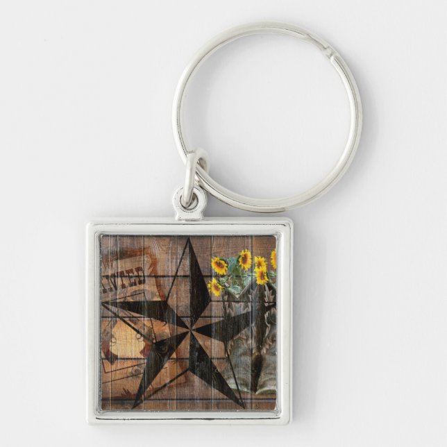 Rustic Texas Star Western Pistol Cowboy Boots Schlüsselanhänger (Vorne)