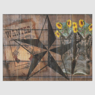 Rustic Texas Star Western Pistol Cowboy Boots Seidenpapier