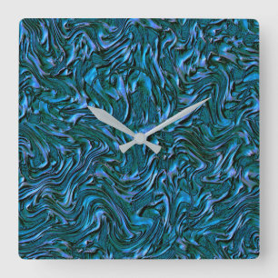 Rustic textured wall in burnt kadett blue quadratische wanduhr