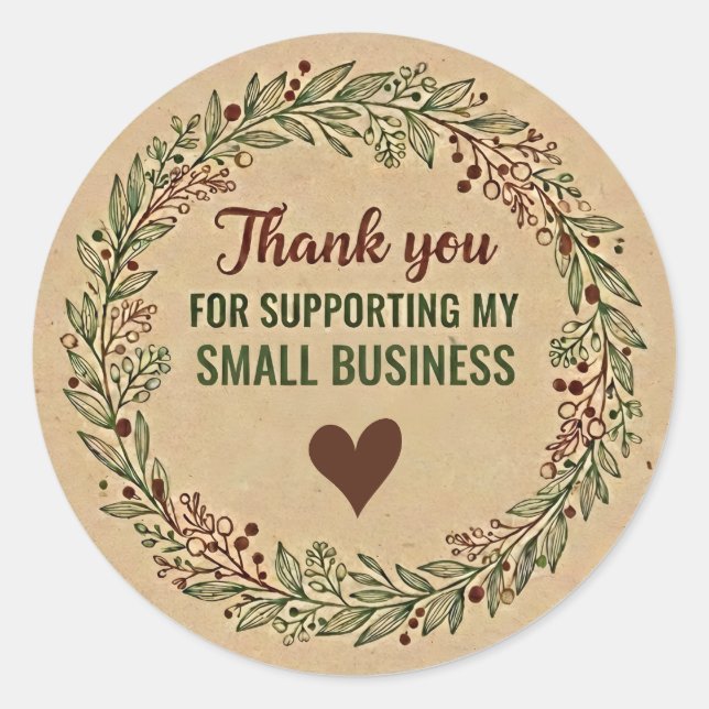 Rustic Thank You Business Sticker – Packaging Labe (Vorderseite)