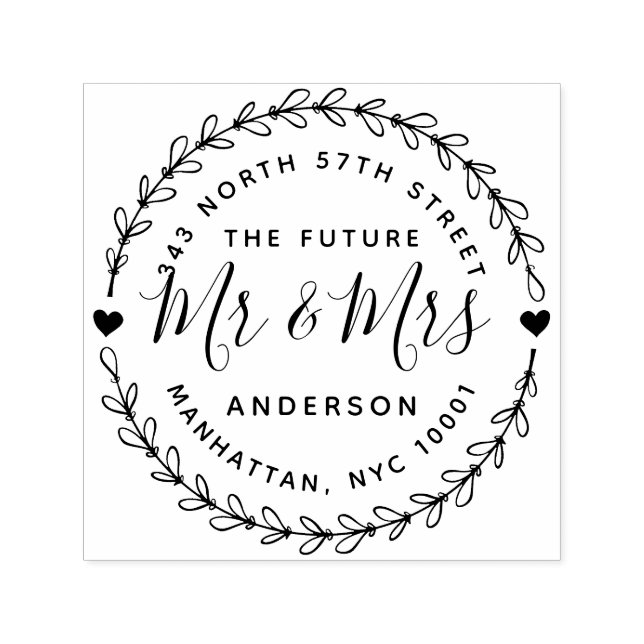 Rustic The Future Mr. & Mrs. Wedding Rücksendeadre Permastempel (Design)